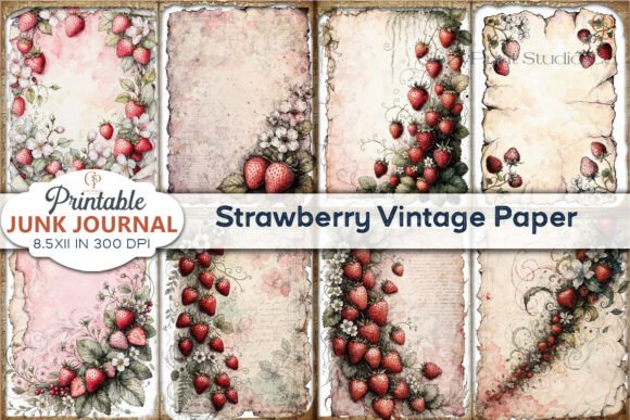 Download Strawberry Vintage Paper Junk Journal - Premium Resources